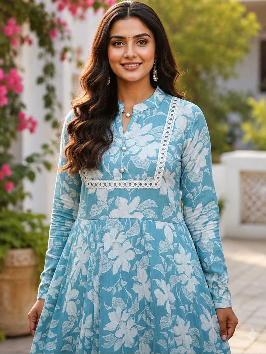 AJ ART Women Floral Printed Floral Anarkali Kurta thumbnail 2