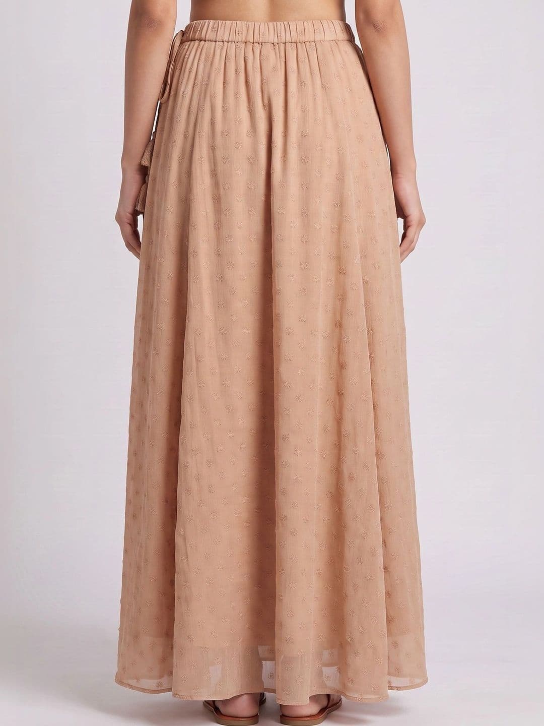 zuri Women Georgette Self Design Smocked Maxi Flared Skirt thumbnail 3