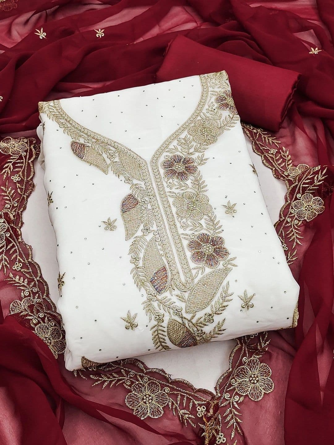 TAVAS Embroidered Unstitched Dress Material - view 1