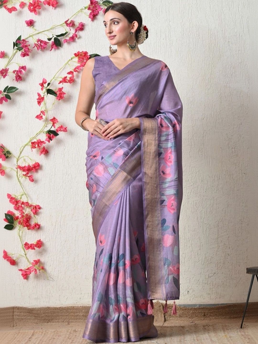 KALINI Floral Silk Cotton Saree thumbnail 6
