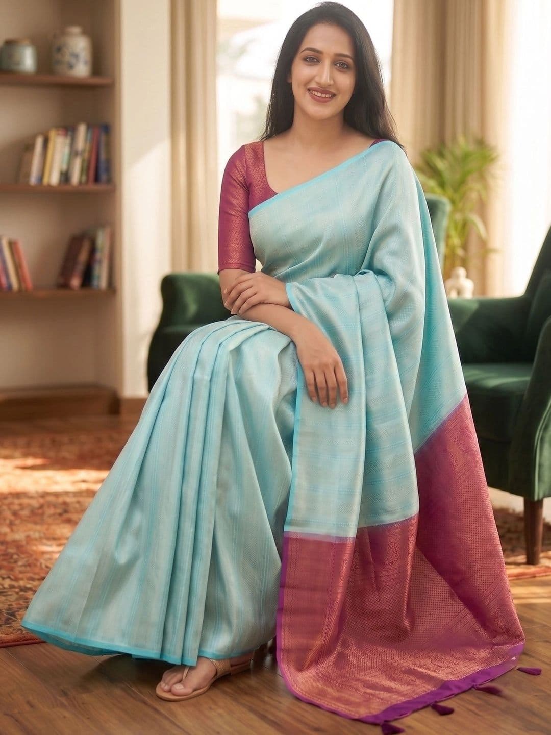RUTVA FASHION Woven Design Zari Art Silk Banarasi Saree thumbnail 3