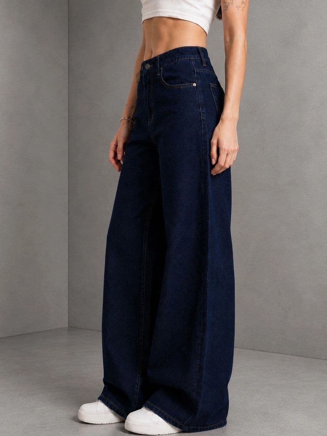 DressBerry Women Comfort Wide Leg High-Rise Stretchable Jeans thumbnail 3