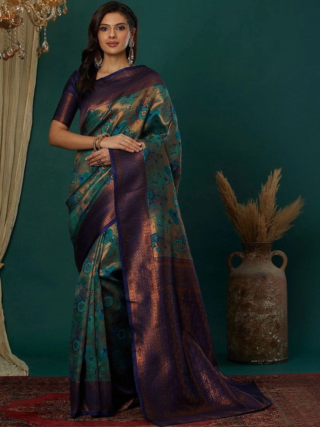 SANISA Woven Design Zari Silk Blend Saree - view 1