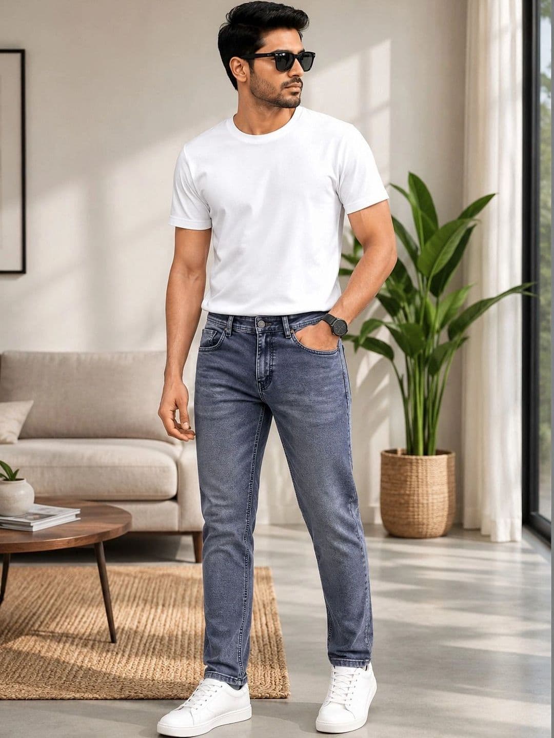Global Jeans Men Regular Fit Mid-Rise Low Distress Jeans - view 1