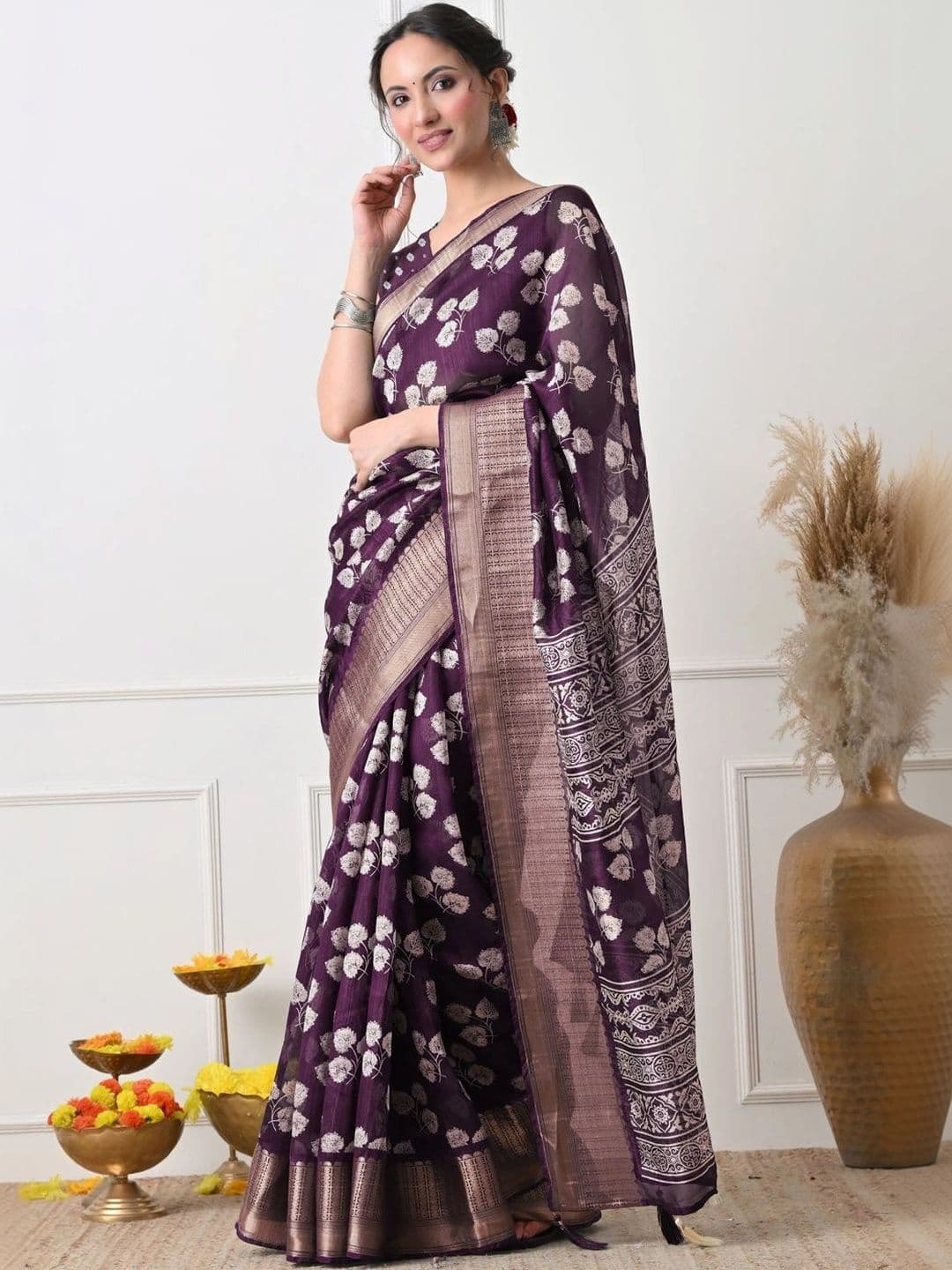 KALINI Women Woven Design Zari Art Silk Saree thumbnail 2