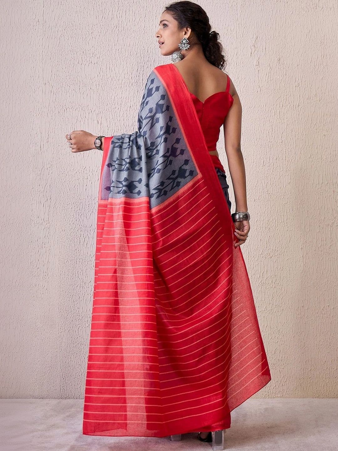 Sangria Woven Design Designer Bagru Saree thumbnail 5