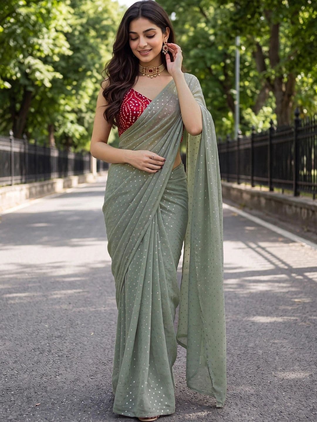 Looootnest Embellished Pure Georgette Saree - view 1