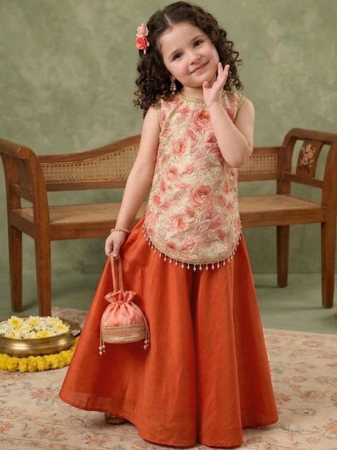 Sangria Girls Embroidered Thread Work Ready to Wear Lehenga & thumbnail 2