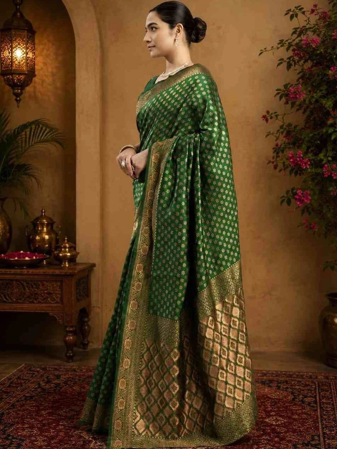 HERE&NOW Woven Design Zari Jute Silk Banarasi Saree thumbnail 5