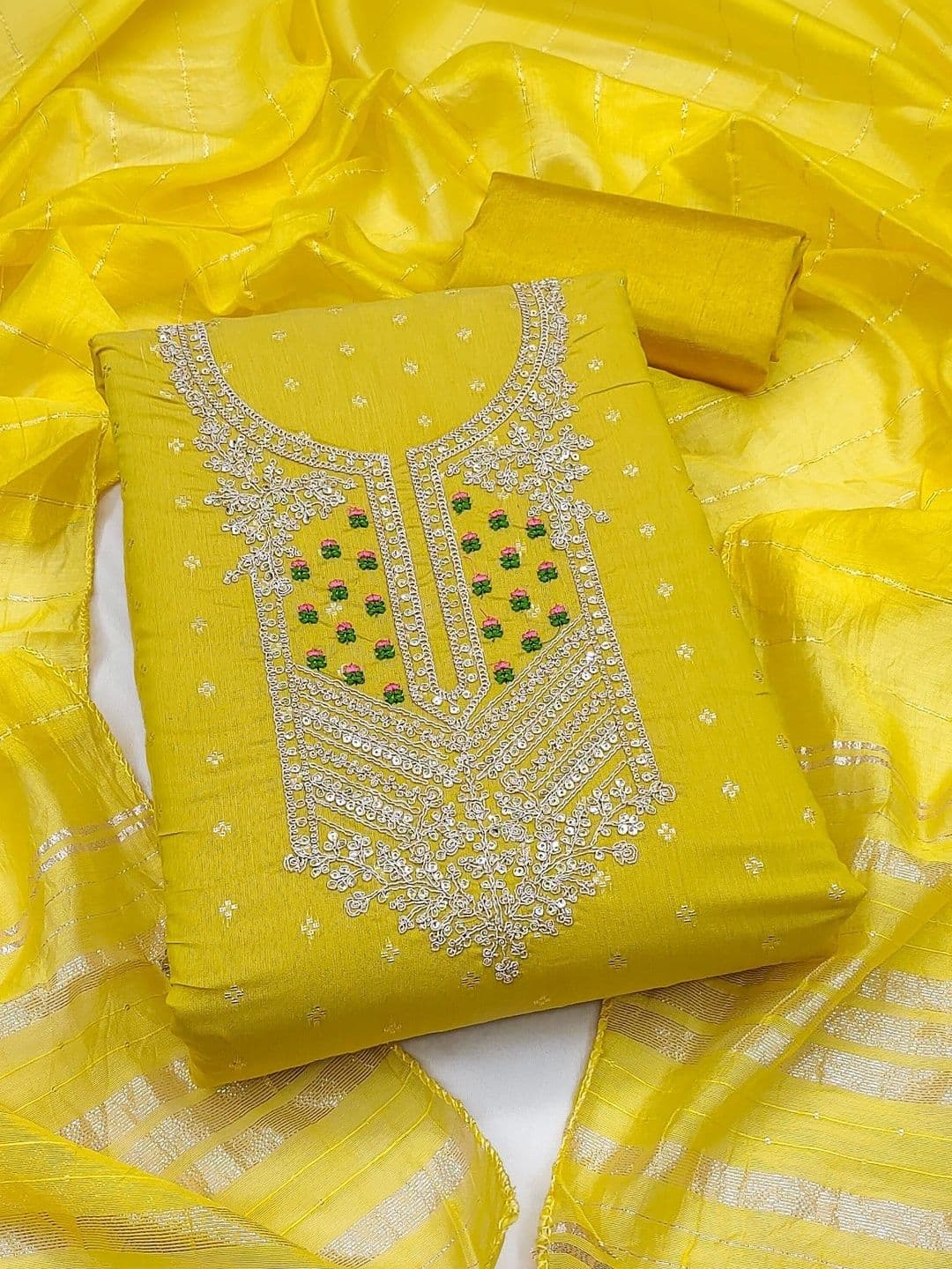 Dhaaga Ghar Embroidered Unstitched Dress Material - view 1