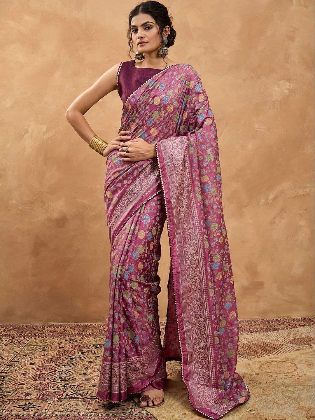Sangria Woven Design Zari Silk Blend Designer Banarasi Saree - view 1