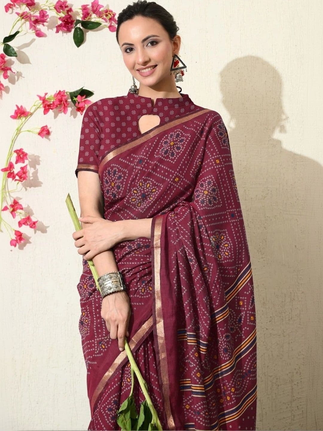 KALINI Women's Block Print Saree thumbnail 3