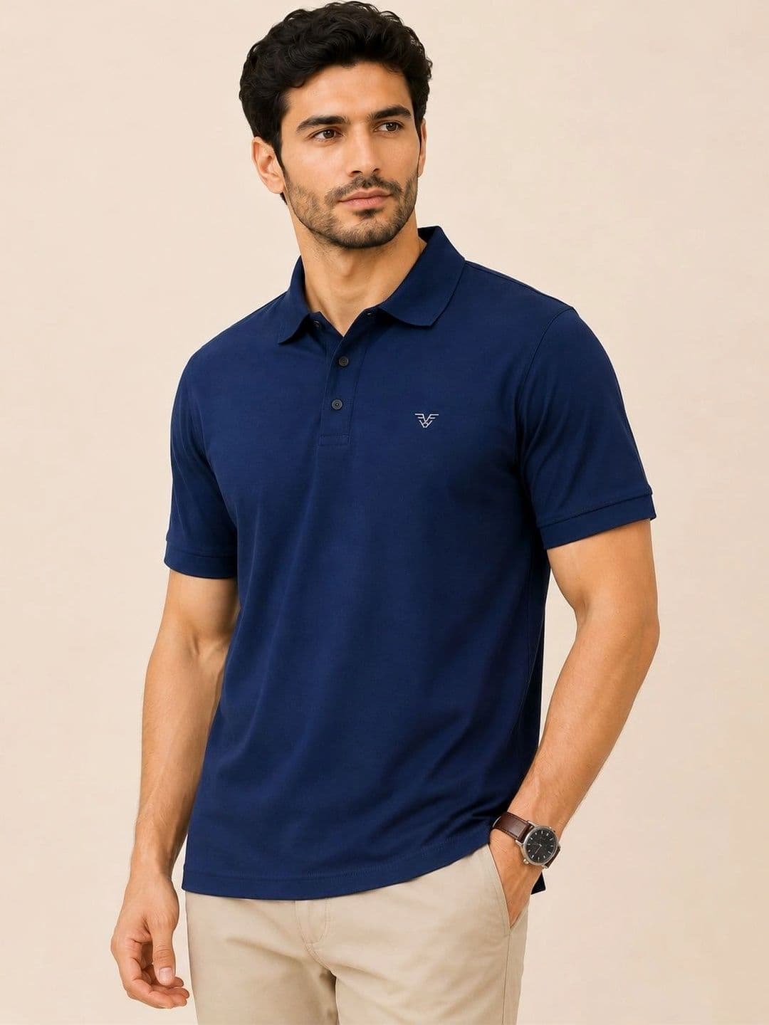SZN Men Brand Logo Polo Collar Regular Fit T-shirt - view 1