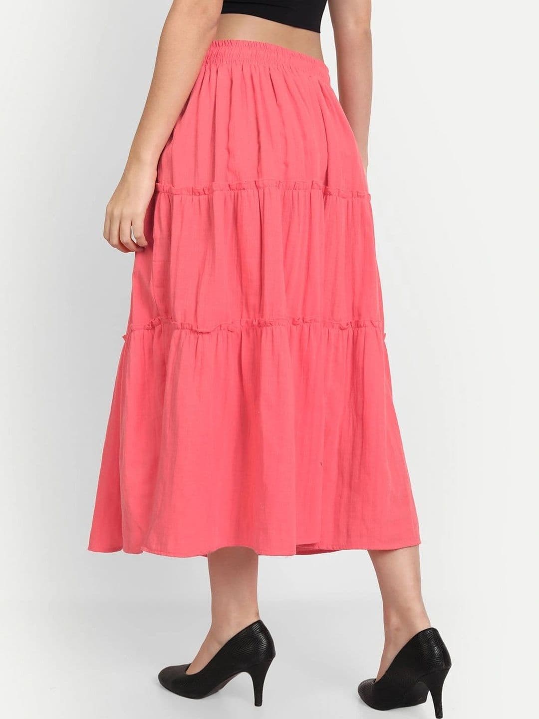 Aaruvi Ruchi Verma Women Pure Cotton Tiered Midi Flared Skirt thumbnail 7