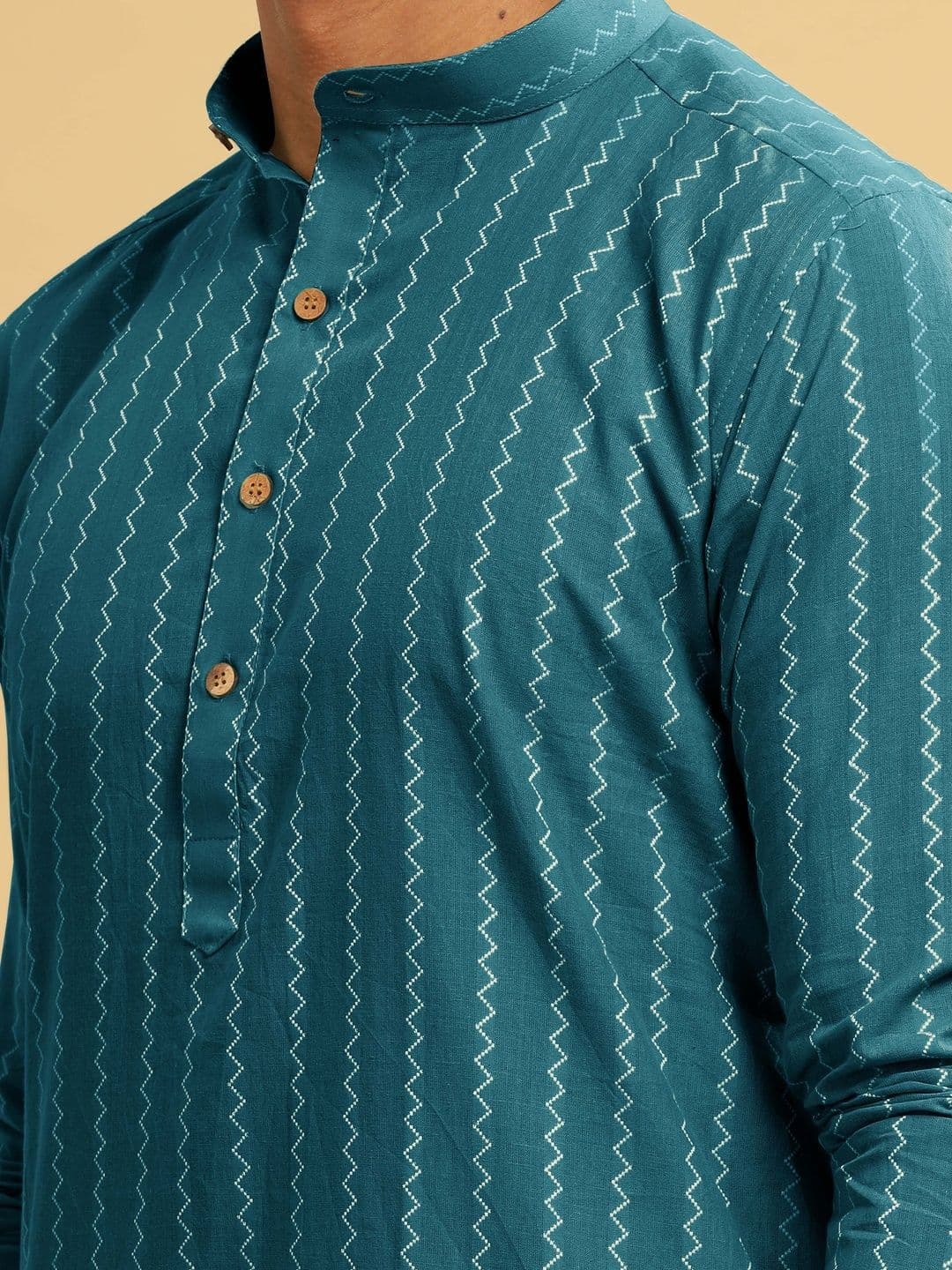 Anouk Men Pure Cotton Self Pattern Long Kurta thumbnail 6