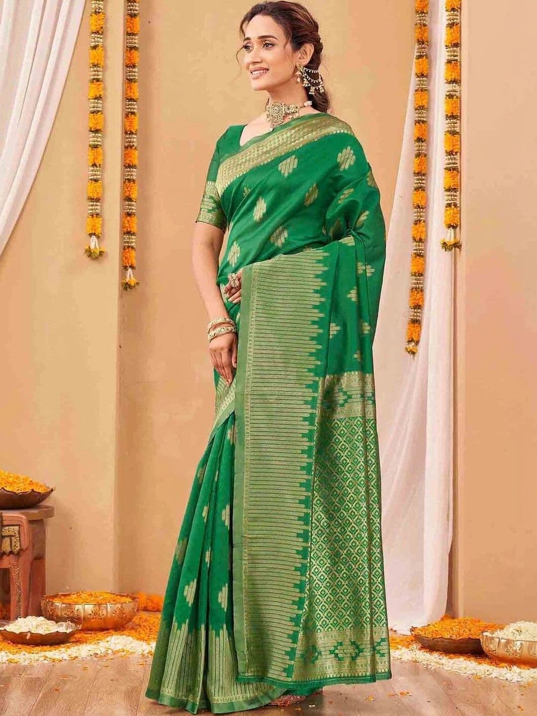 KALINI Woven Design Zari Art Silk Fusion Saree thumbnail 5