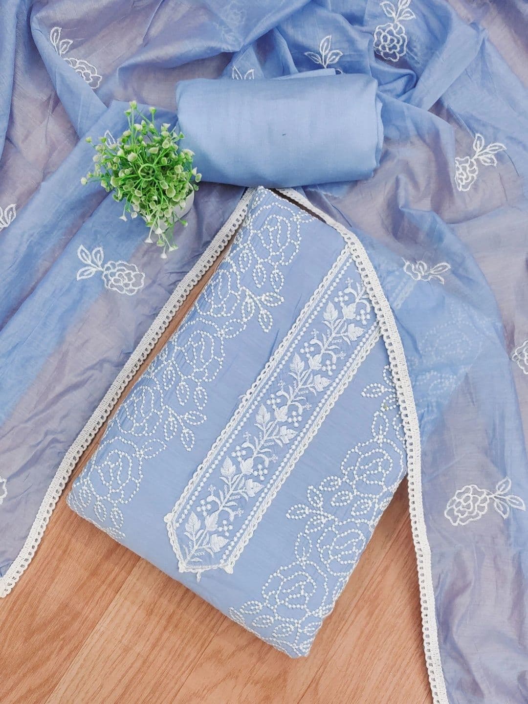LeeliPeeri Designer Embroidered Unstitched Dress Material thumbnail 4