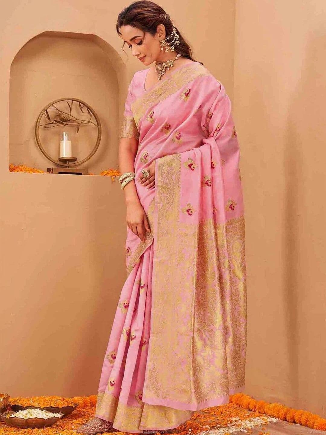 KALINI Woven Design Zari Art Silk Fusion Saree thumbnail 2