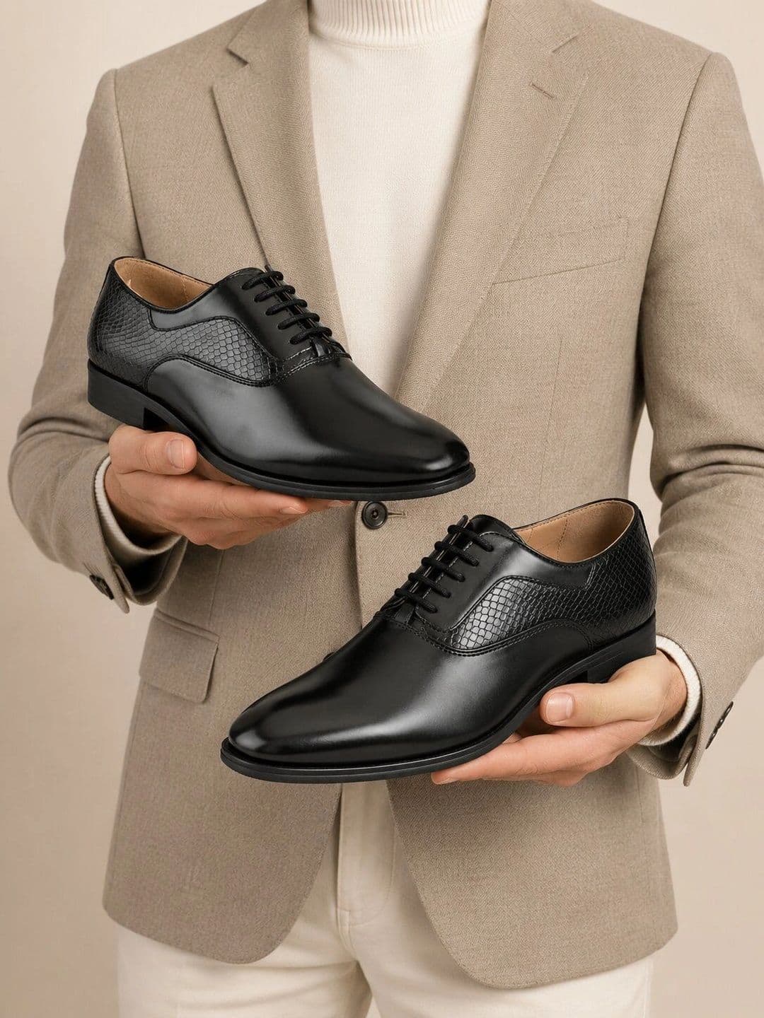 House of Pataudi Men Textured Formal Oxfords - view 1