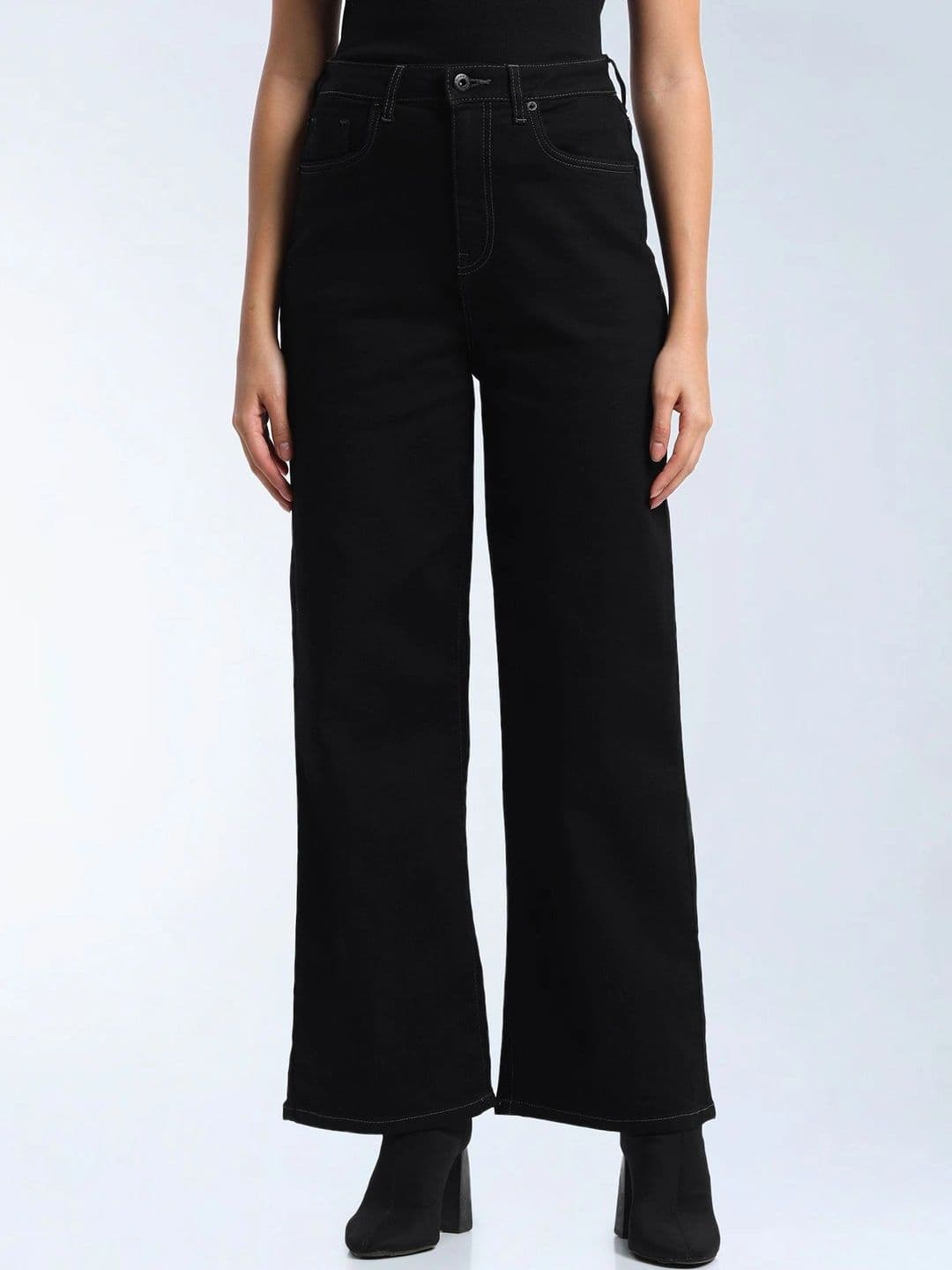 Flying Machine Women Wide Leg High-Rise Stretchable Jeans thumbnail 5