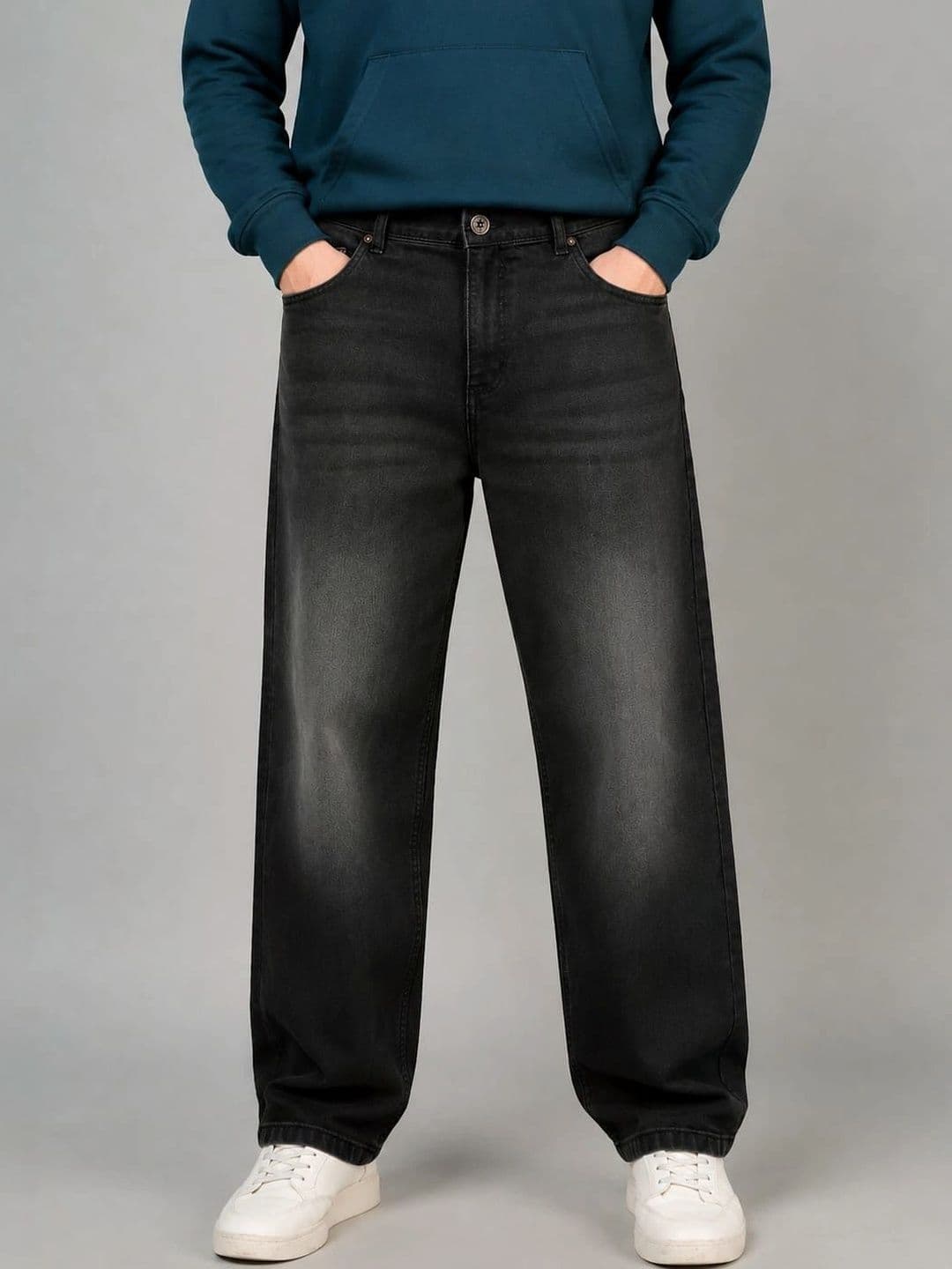 VK CULTURE Men Wide Leg Mid-Rise Light Fade Jeans - view 1