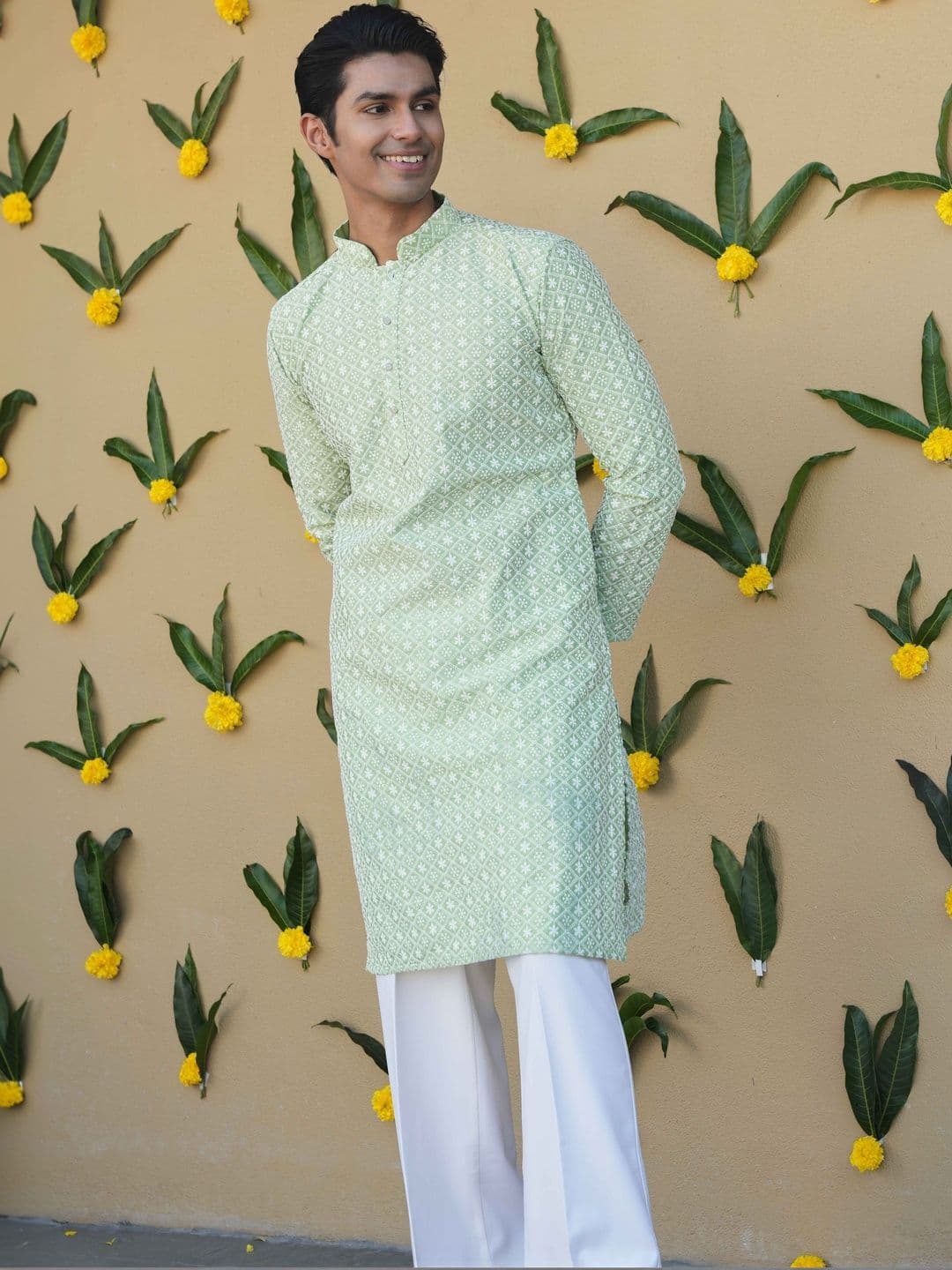 Anouk Men Geometric Embroidery Knee Length Straight Kurta thumbnail 5
