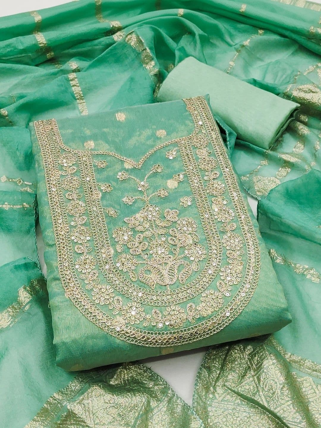 LeeliPeeri Designer Embroidered Unstitched Dress Material - view 1