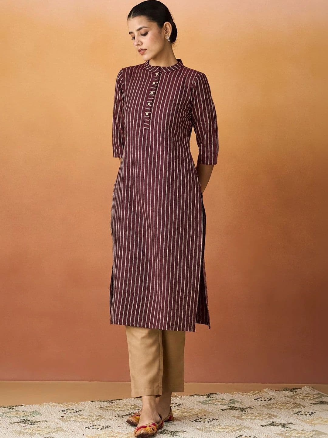 Anouk Women Striped Kurta thumbnail 4