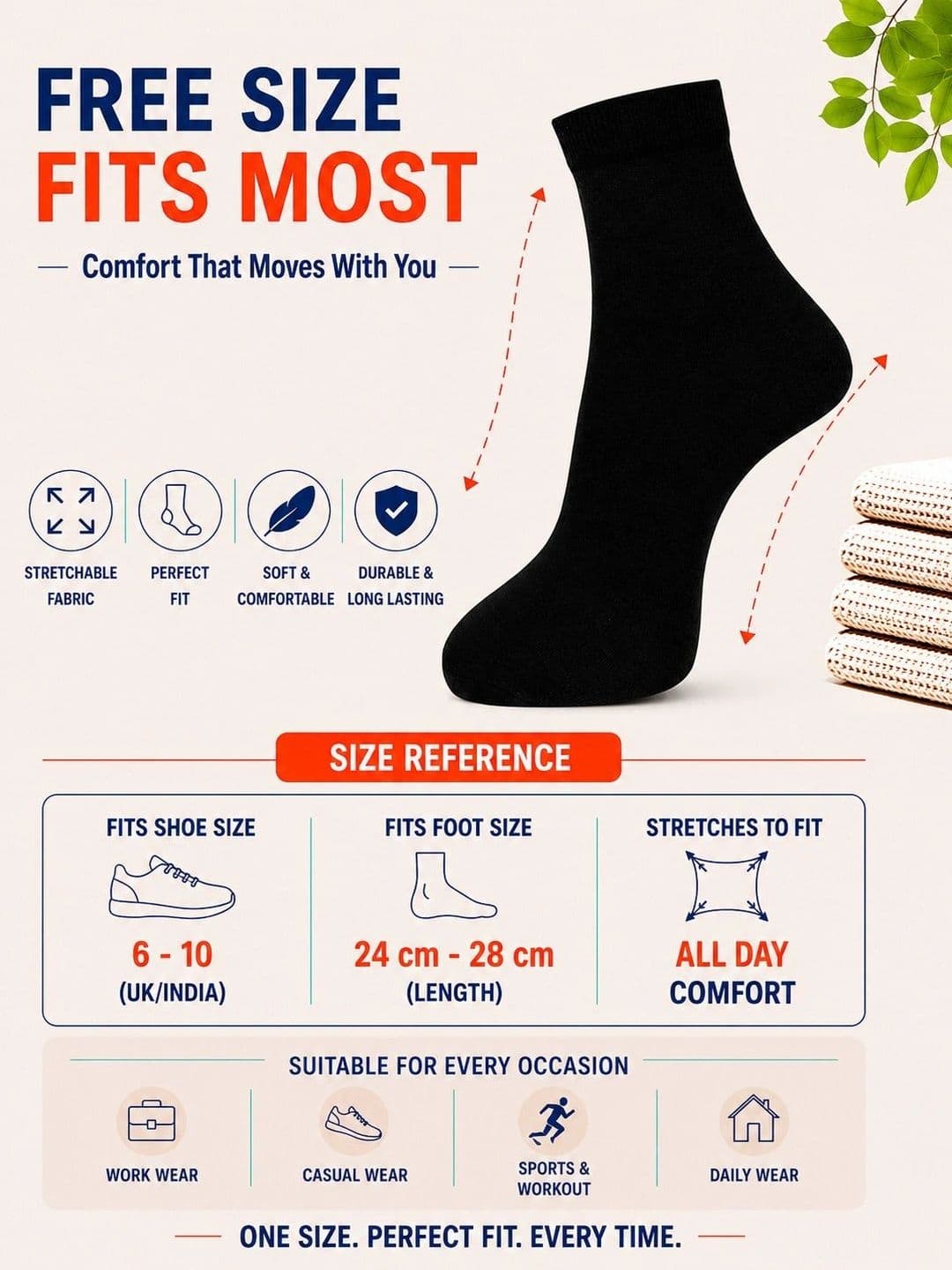 ADDOSSO Men Pack of 3 Cotton Assorted Above Ankle Socks thumbnail 4