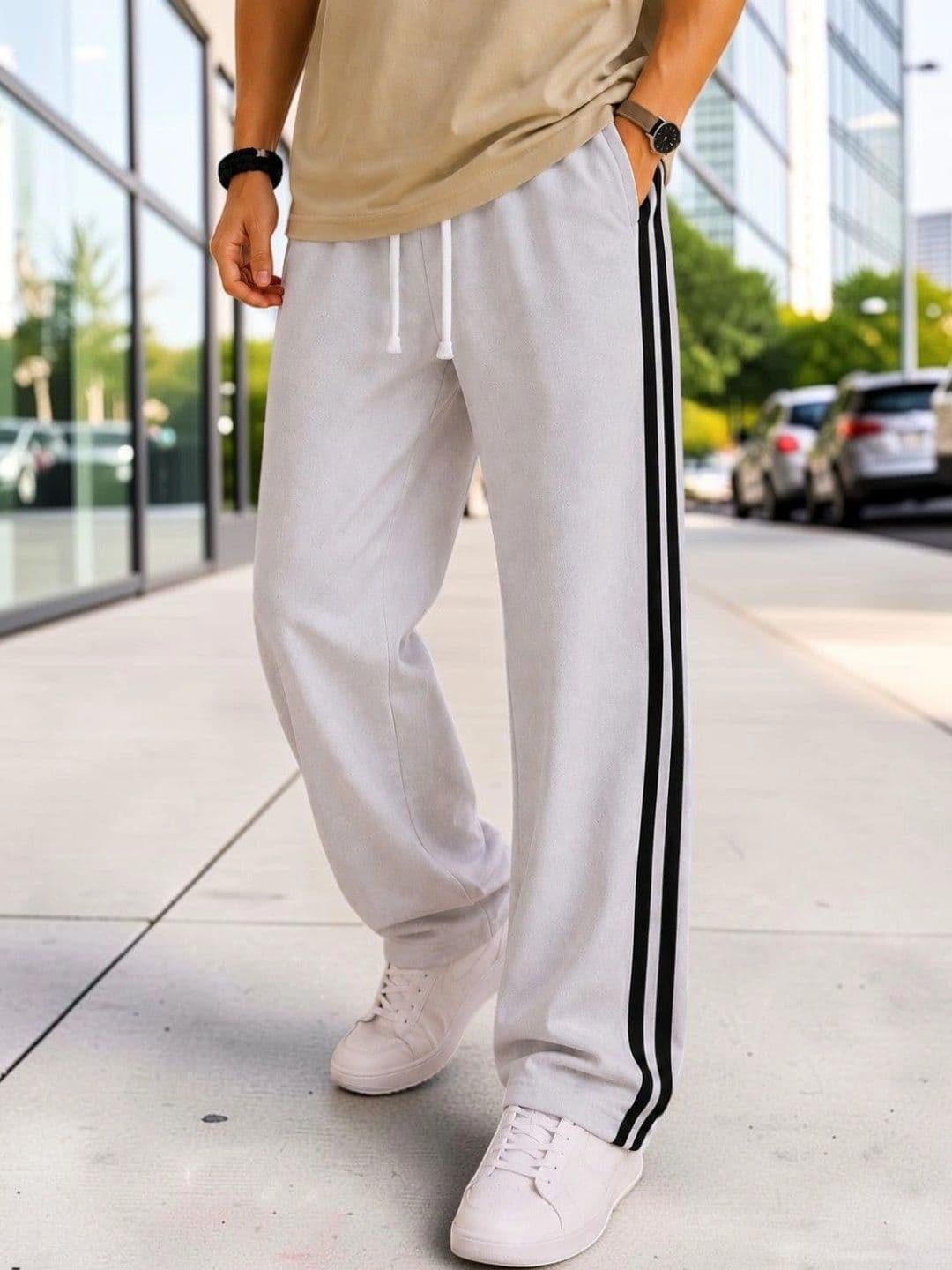 MOJAMEDI Men Straight Fit Striped Training Track Pants - view 1