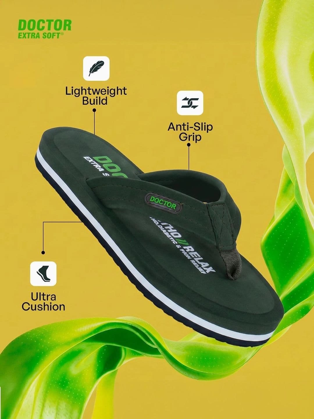 DOCTOR EXTRA SOFT Men Non-Allergenic Sweat Wicking Anti-Skid Thong Flip-Flops thumbnail 6