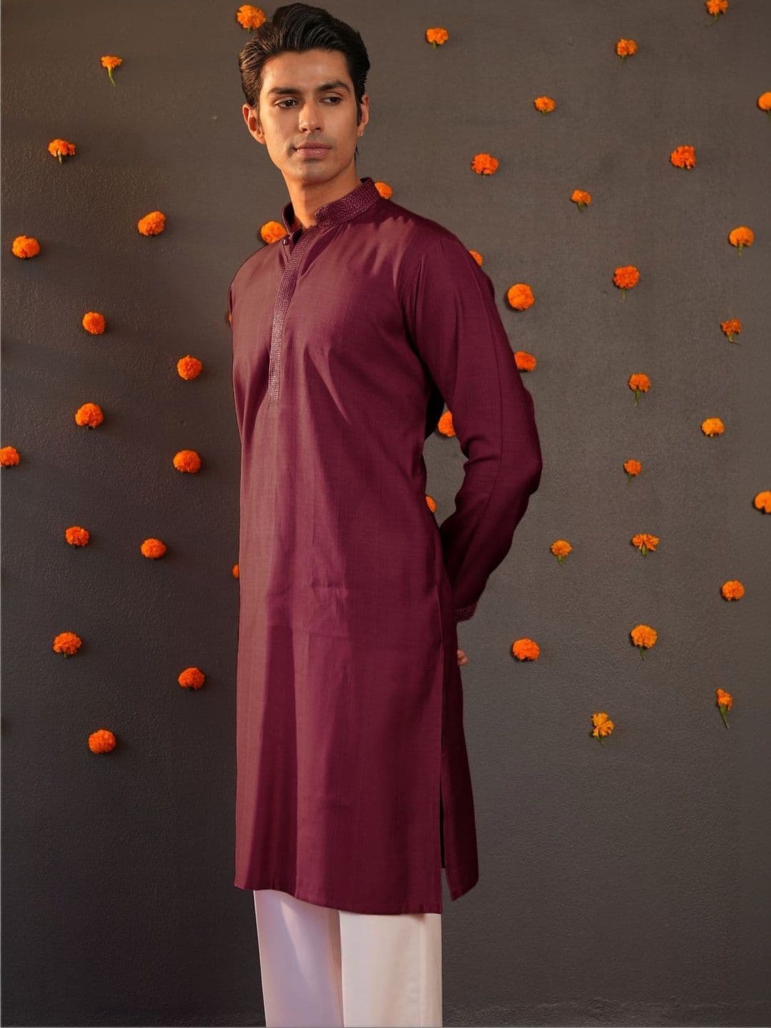 Anouk Men Button Patti Embroidery Straight Kurta thumbnail 6