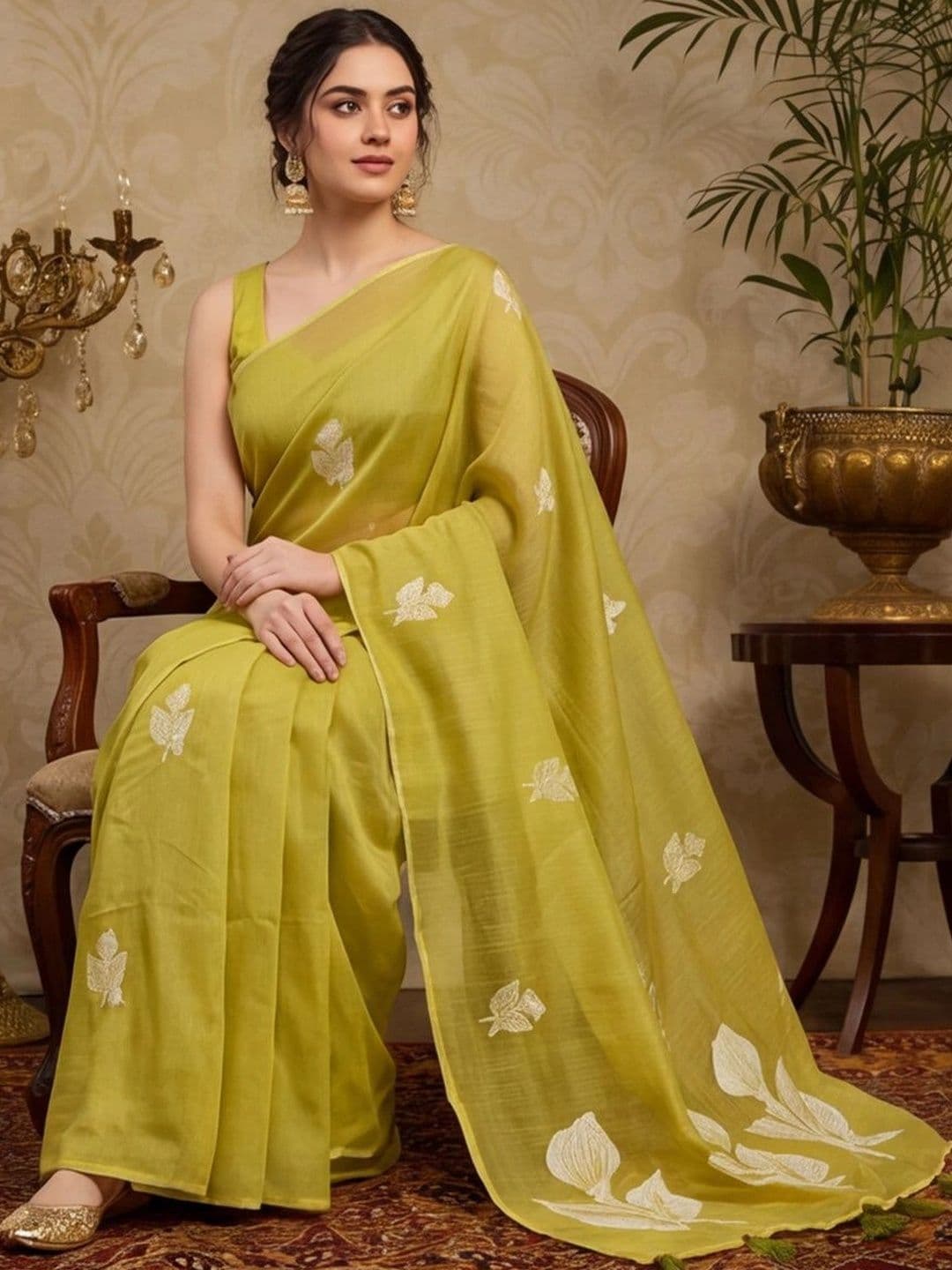 Mitera Woven Design Embroidered Silk Cotton Fusion Banarasi Saree thumbnail 5