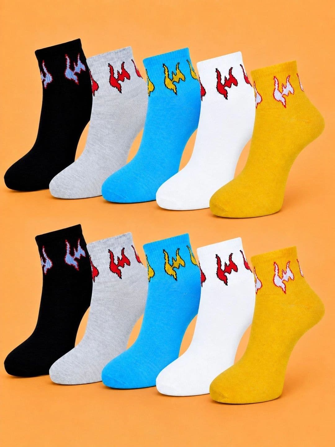 ADDOSSO Men Pack of 10 Cotton Assorted Patterned Ankle Length Socks - view 1