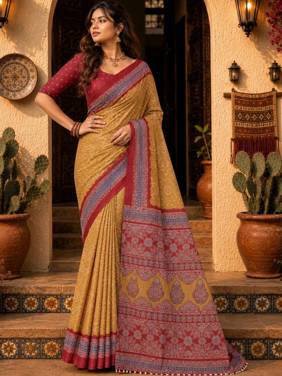 NIWAA Bandhani Silk Blend Bandhani Saree thumbnail 5