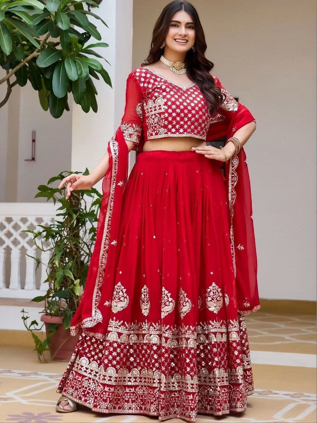 Shree Ram Creation Embellished Ready to Wear Lehenga & Blouse With Dupatta - view 1