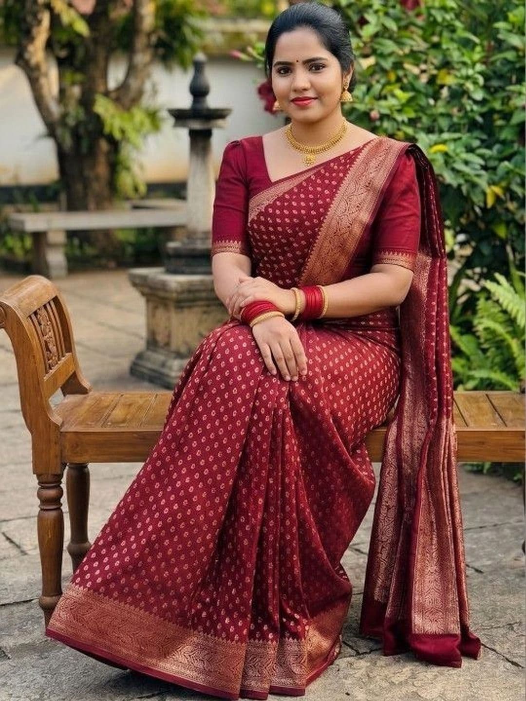 Milvia Woven Design Zari Silk Blend Designer Kanjeevaram Saree thumbnail 5