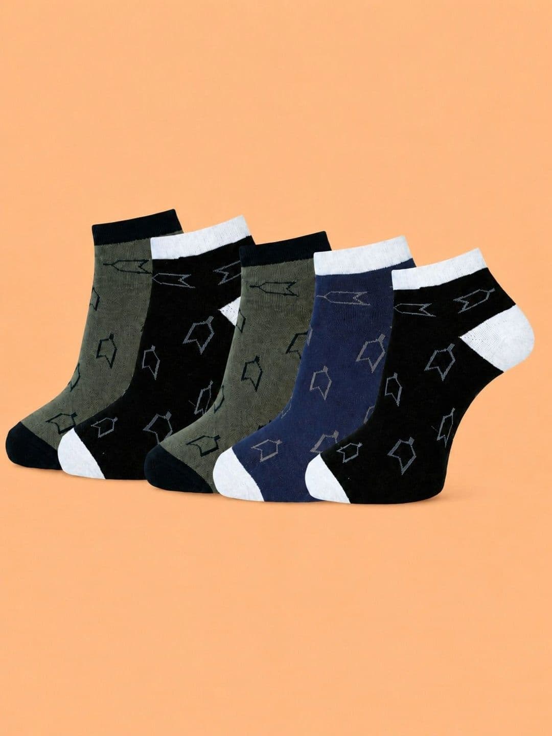ADDOSSO Men Pack of 5 Cotton Assorted Patterned Ankle Length Socks - view 1