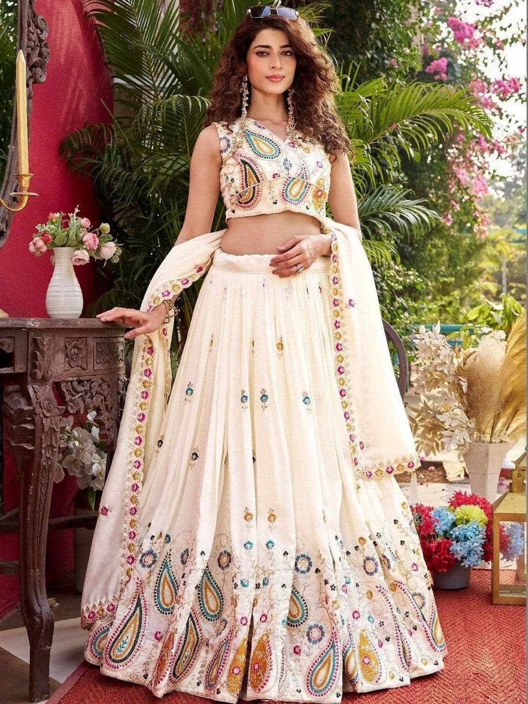 Shree Ram Creation Embroidered Sequinned Ready to Wear Lehenga & Blouse With Dupatta - view 1
