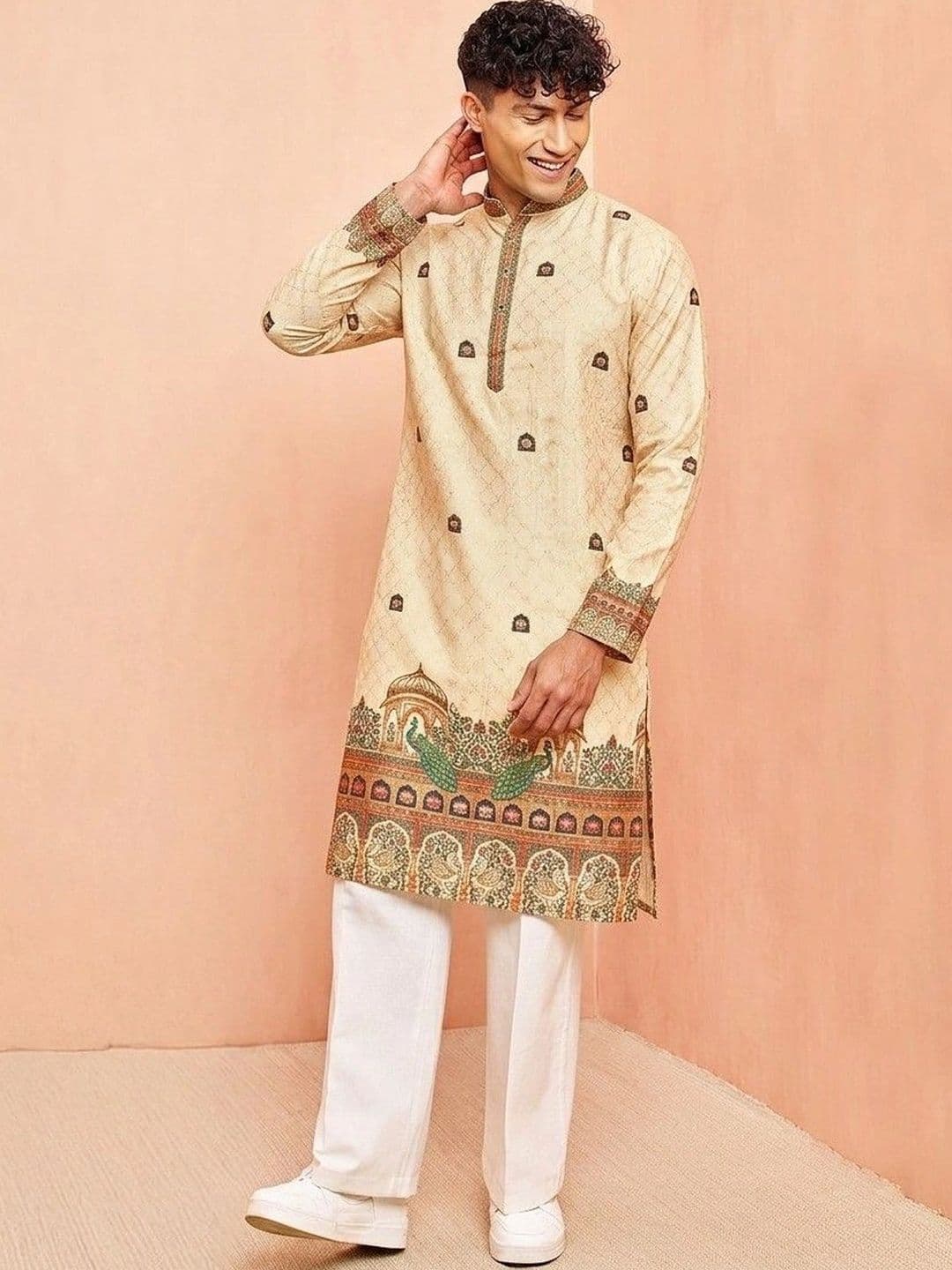 VELKYNOX Men Ethnic Motifs Printed Kurta thumbnail 4