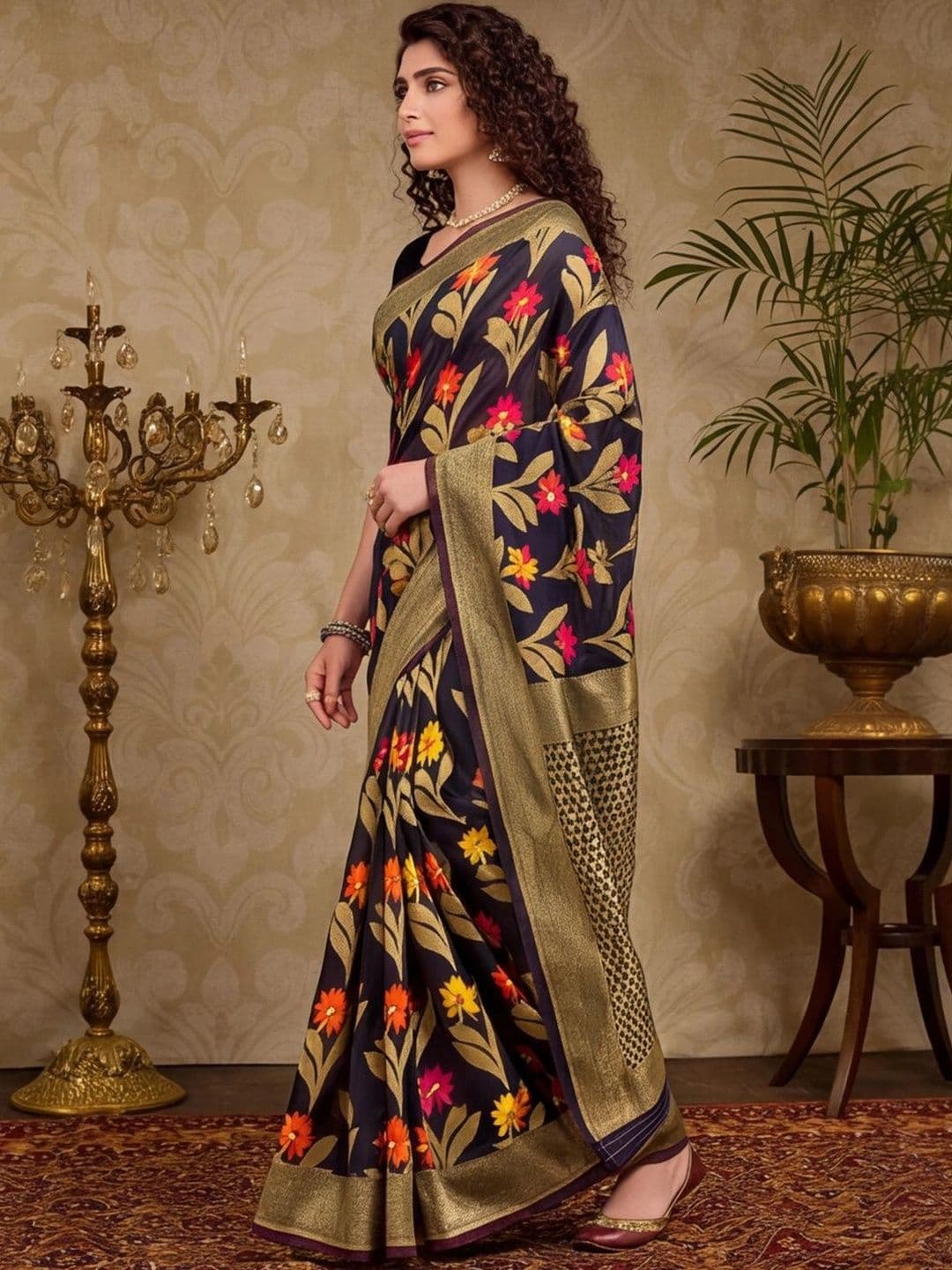 Mitera Woven Design Zari Silk Cotton Fusion Banarasi Saree thumbnail 7