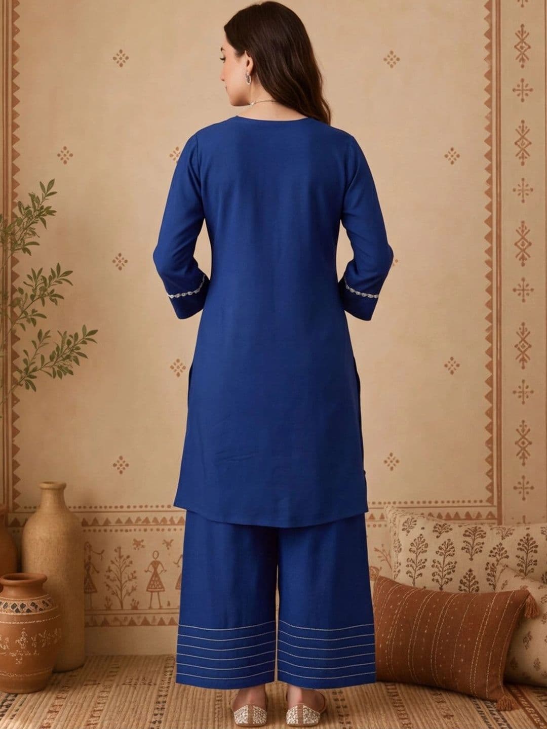 Anouk Women Ethnic Motifs Embroidered Regular Thread Work Kurta with Palazzos thumbnail 5