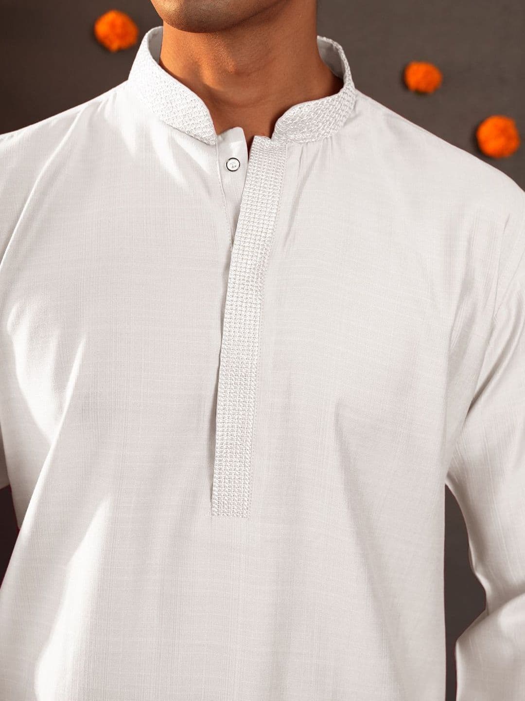 Anouk Men Button Patti Embroidery Straight Kurta thumbnail 3