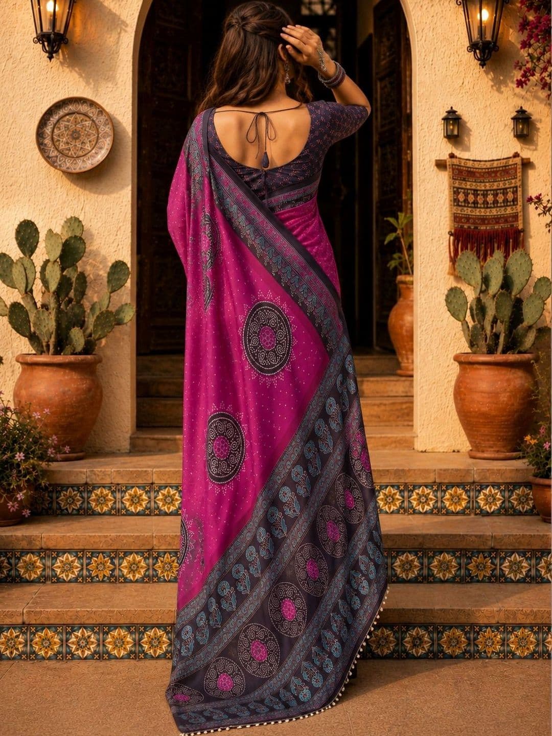 NIWAA Bandhani Silk Blend Bandhani Saree thumbnail 4