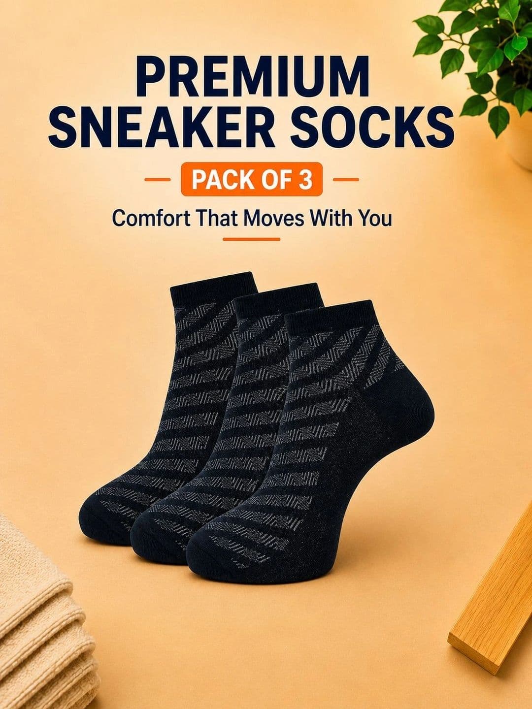ADDOSSO Men Pack of 3 Cotton Assorted Patterned Ankle Length Socks thumbnail 2