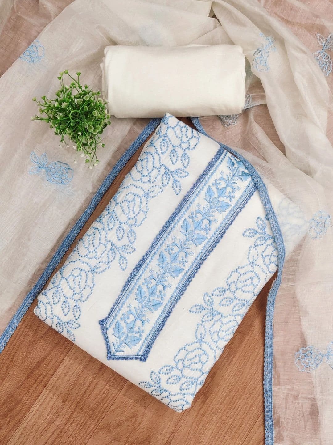 LeeliPeeri Designer Embroidered Unstitched Dress Material thumbnail 4