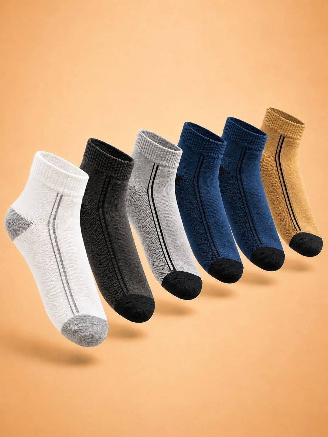 ADDOSSO Men Pack of 6 Cotton Assorted Striped Ankle Length Socks - view 1