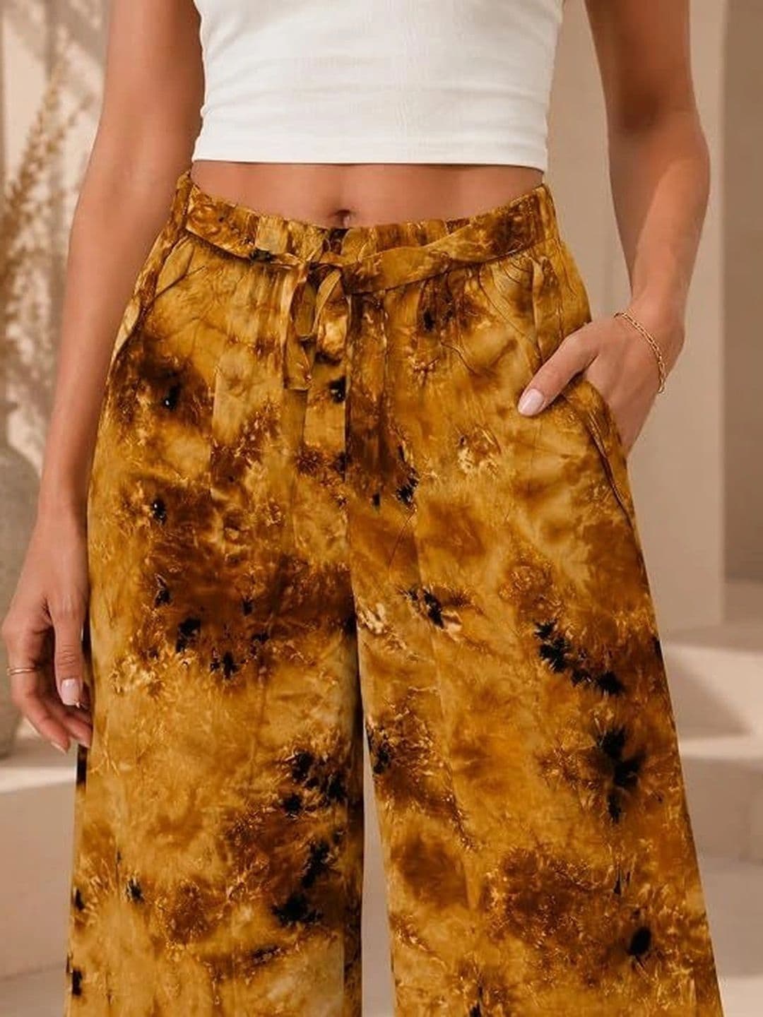 TNQ Women Tie and Dye Printed Palazzos thumbnail 2