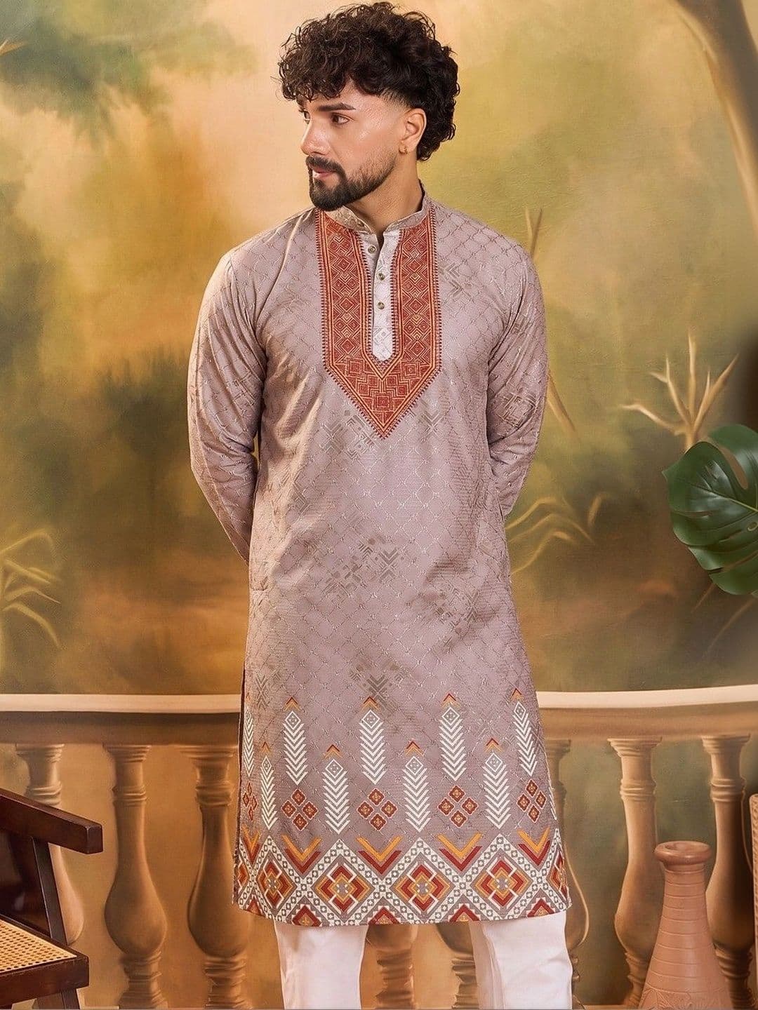 VELKYNOX Men Thread Work Kurta thumbnail 5