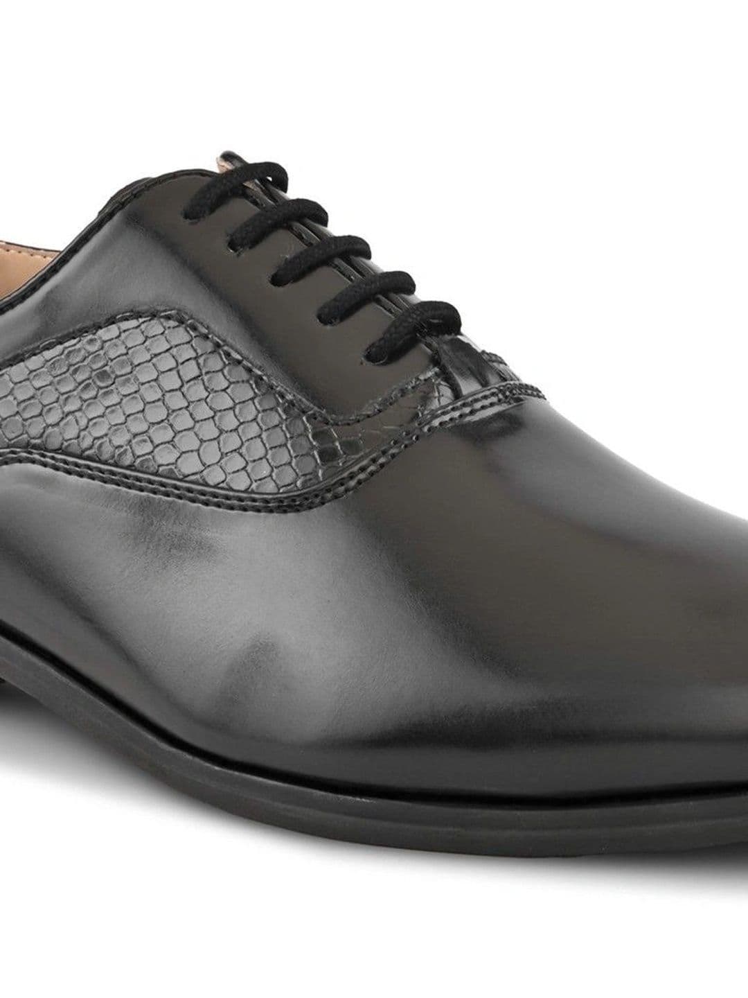 House of Pataudi Men Textured Formal Oxfords thumbnail 5